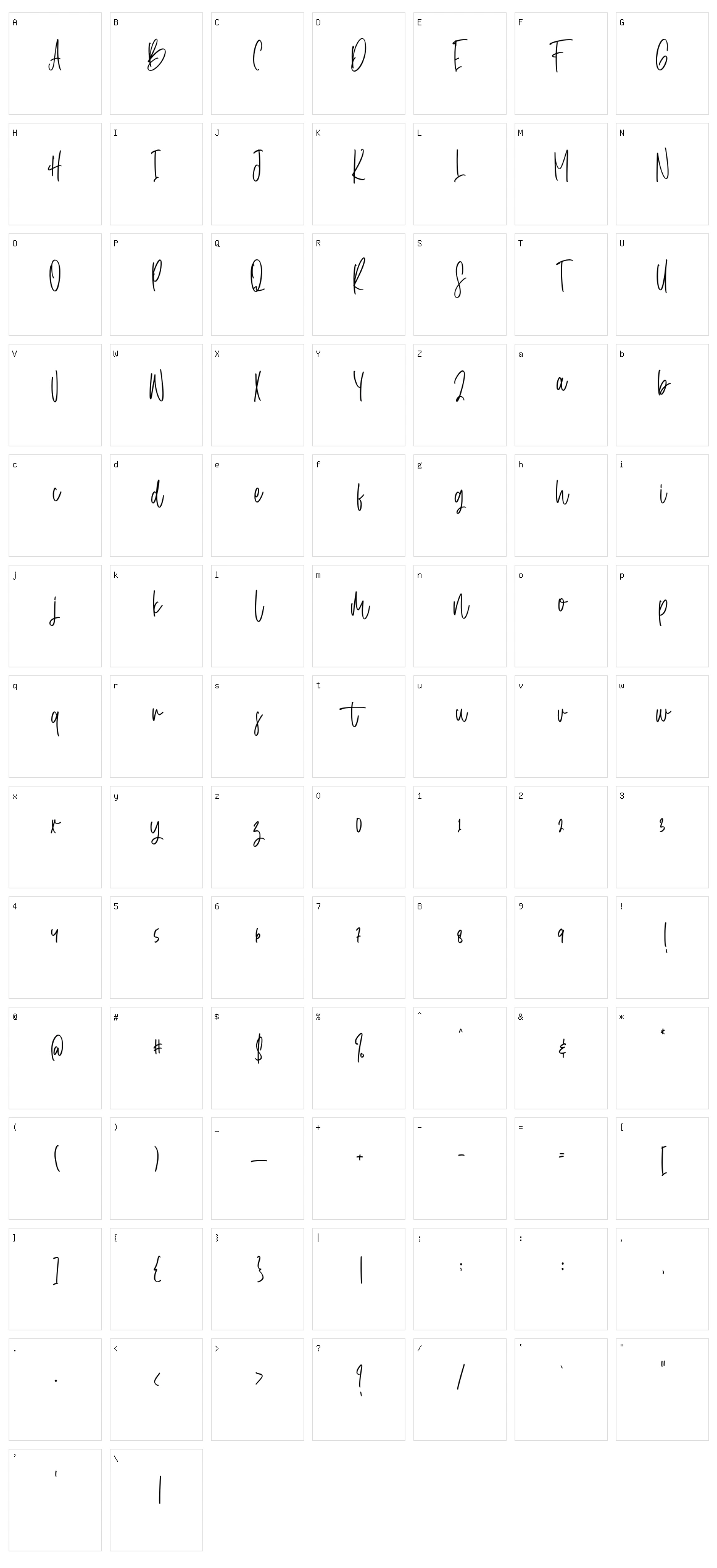 Aerilay Character Set
