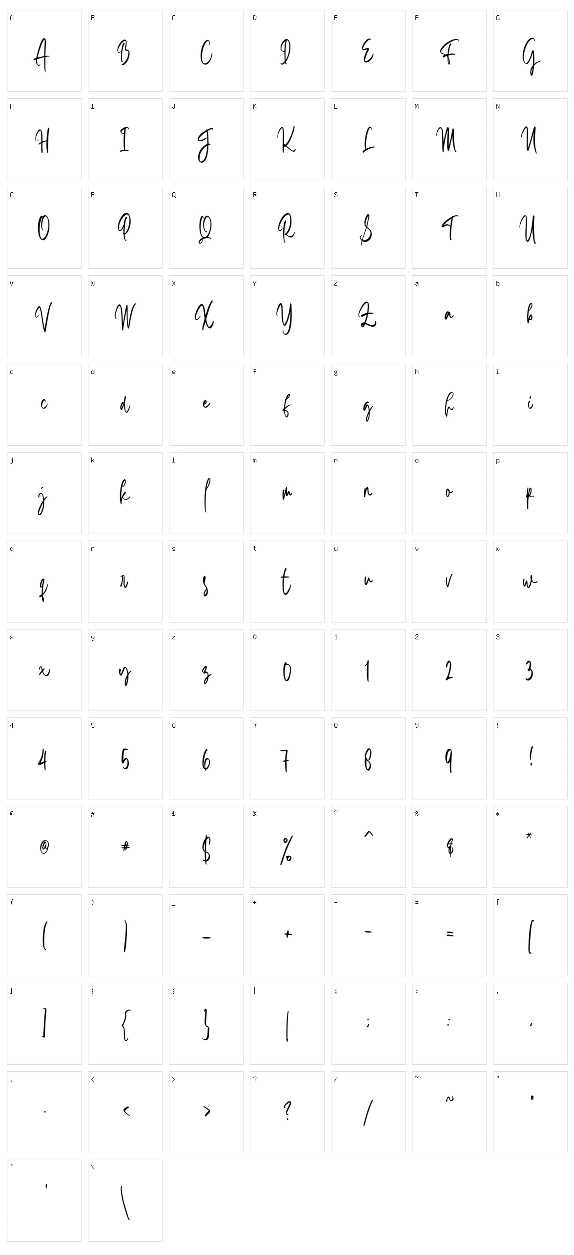 Aesslhine Character Set
