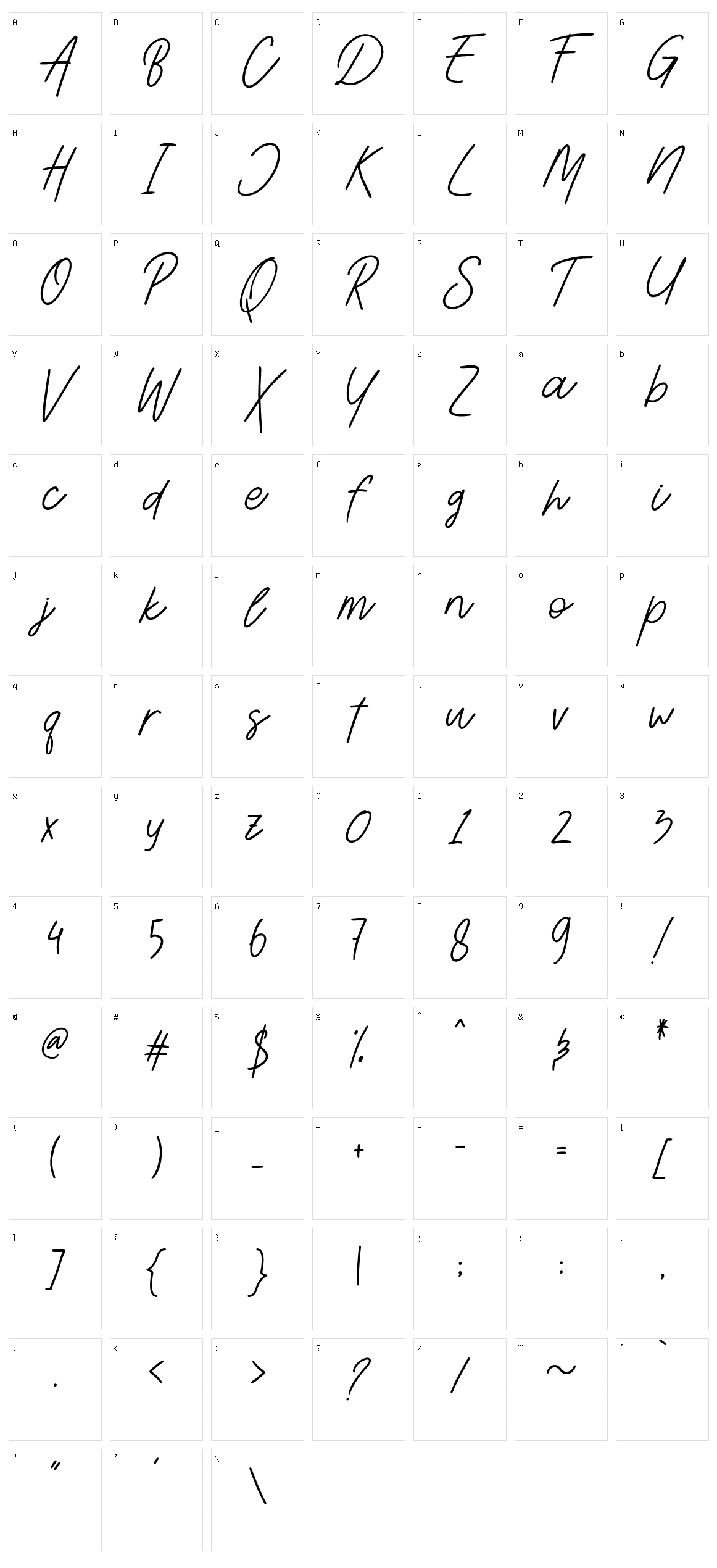 Aesthetik Script Character Set