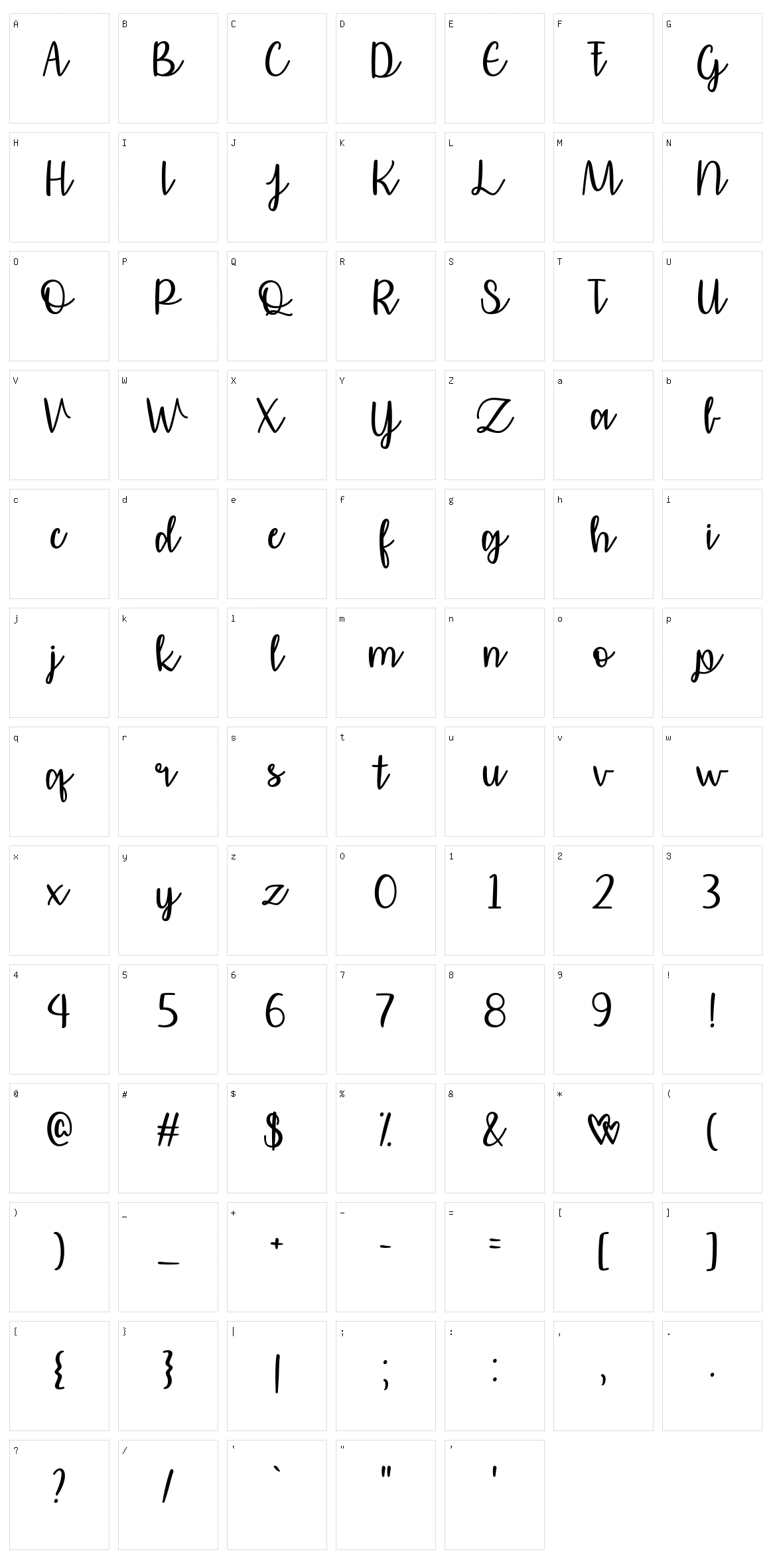 Affectionately Yours Character Set