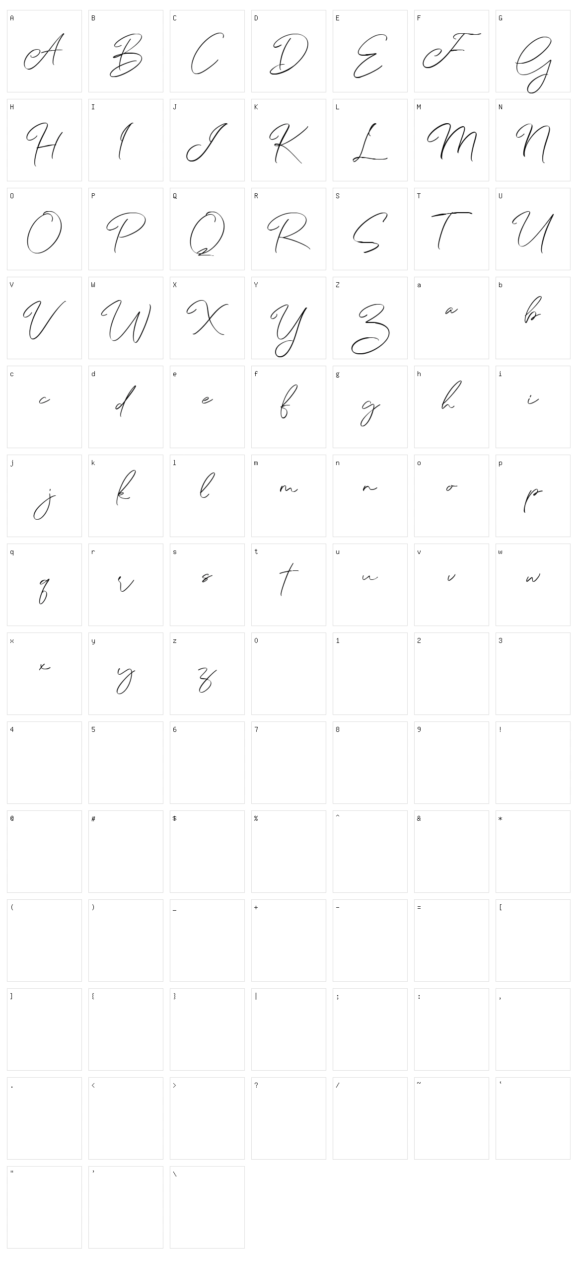 Afiany Character Set