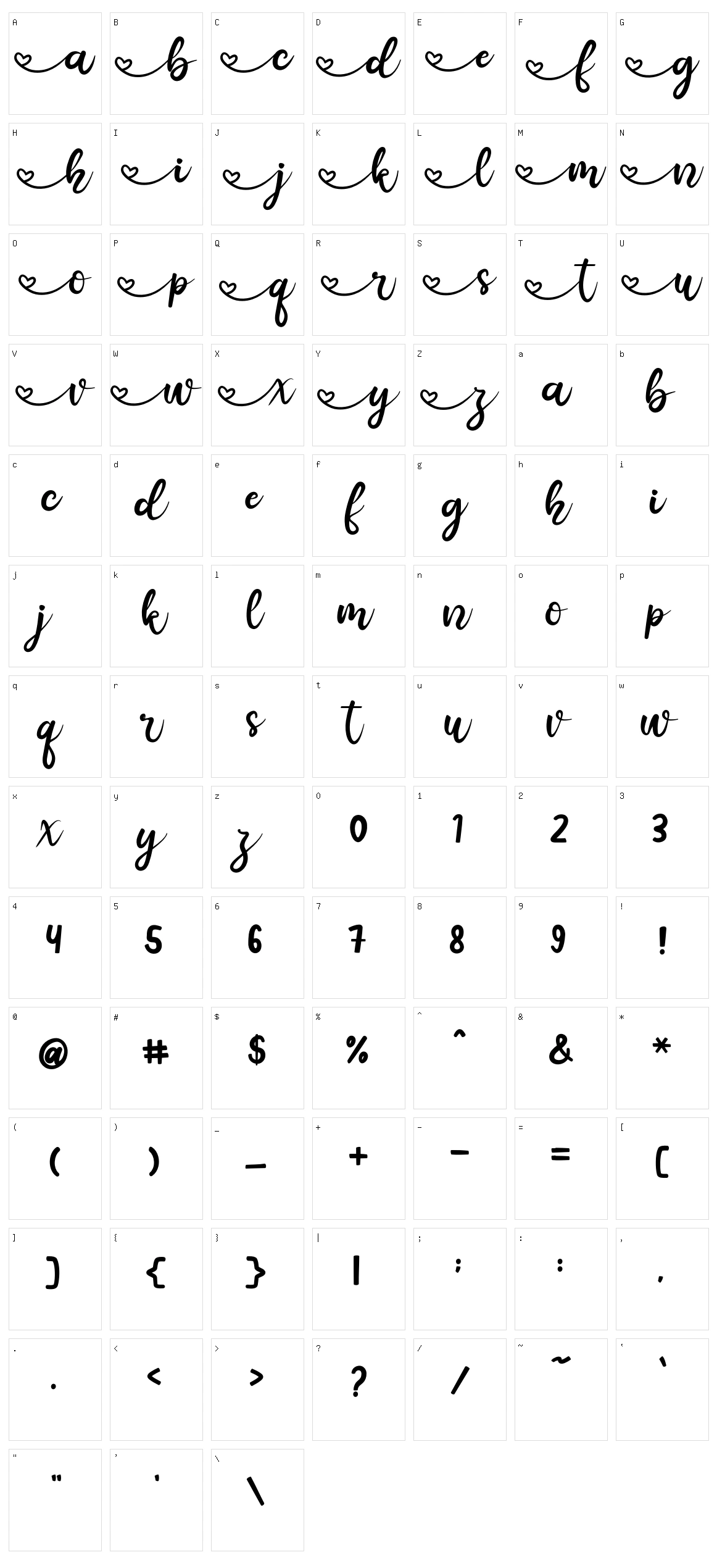 Afilia Character Set