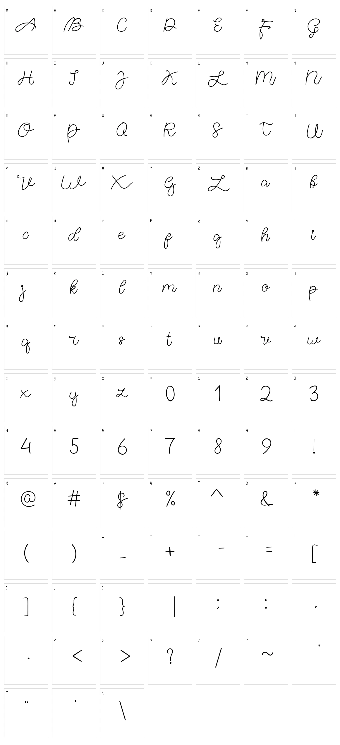 Agatta Script Character Set