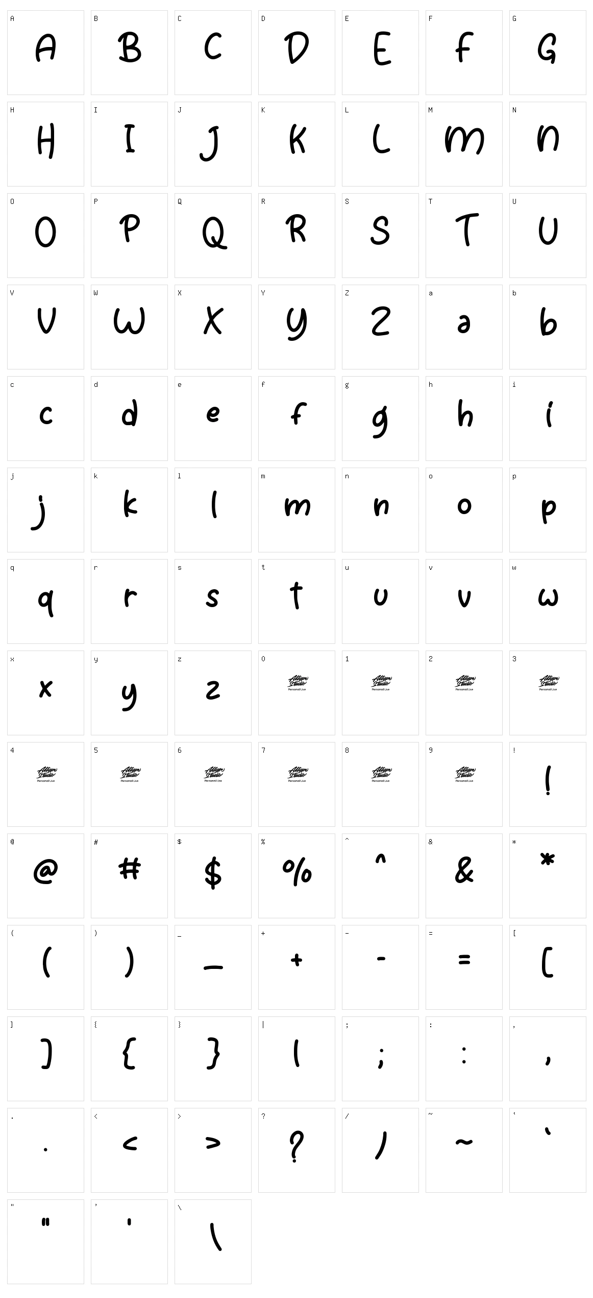 Agfolan Character Set