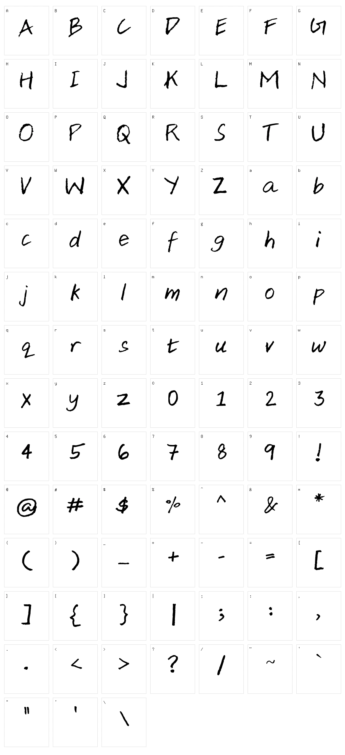 Aji Hand Character Set