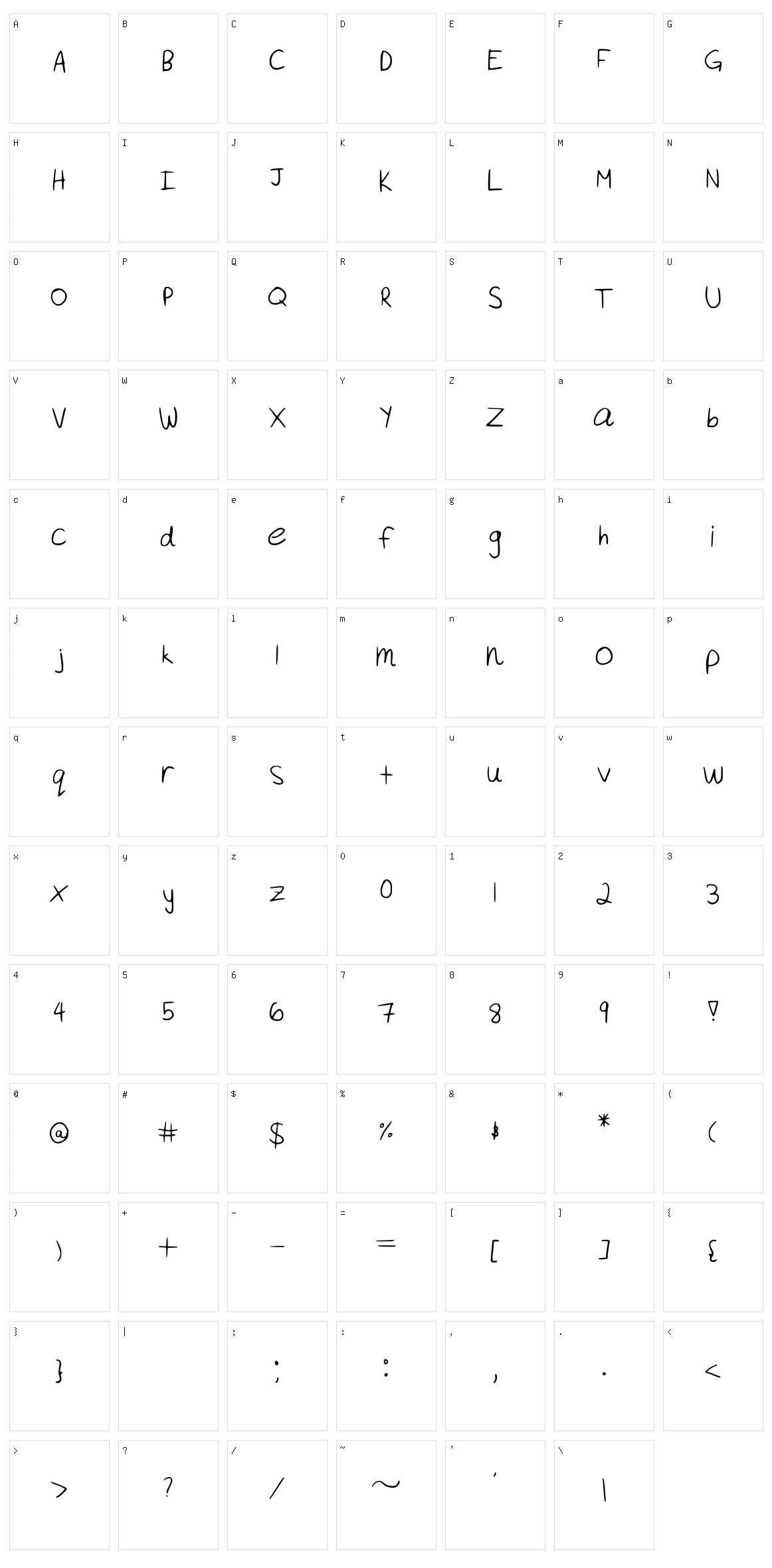 Akeylah's Handwriting Character Set