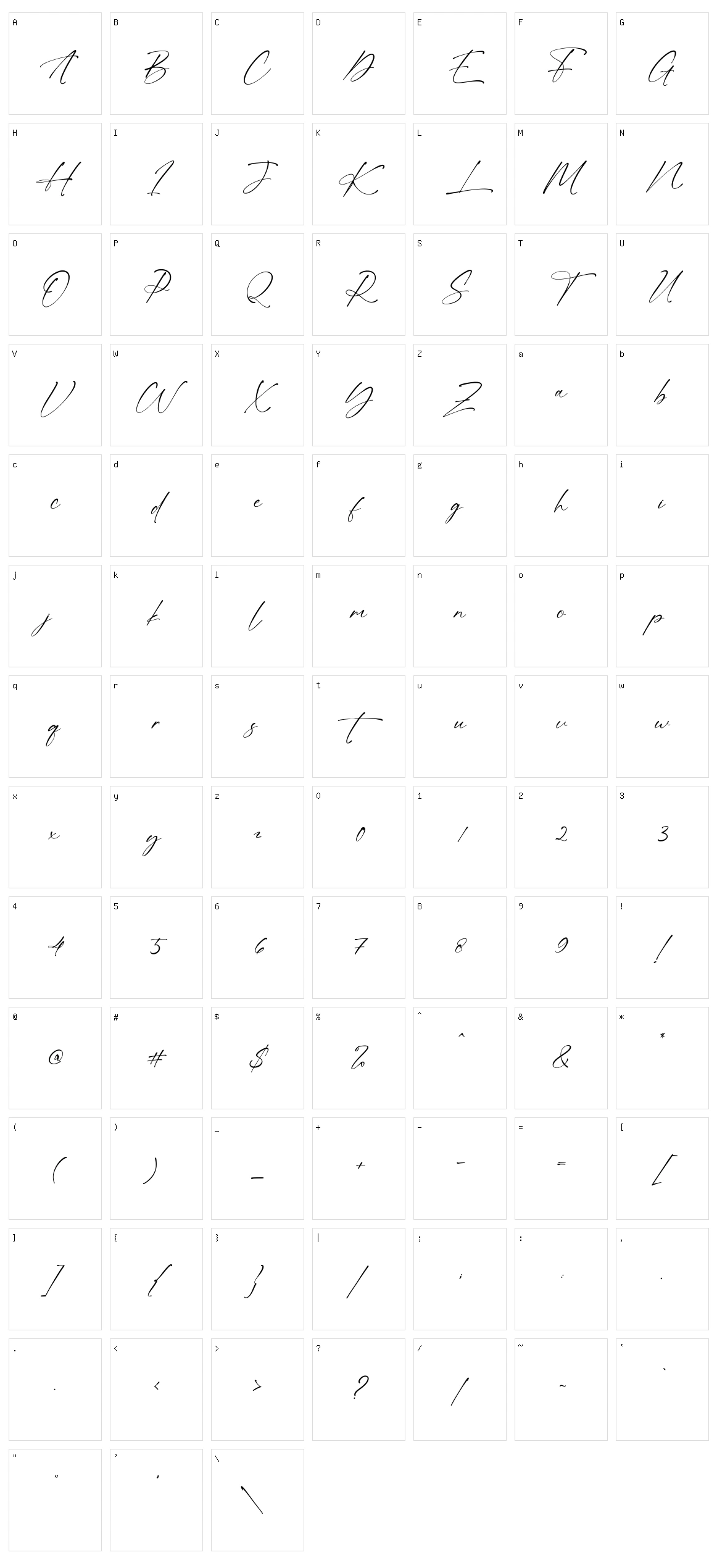 Alatas Script Character Set