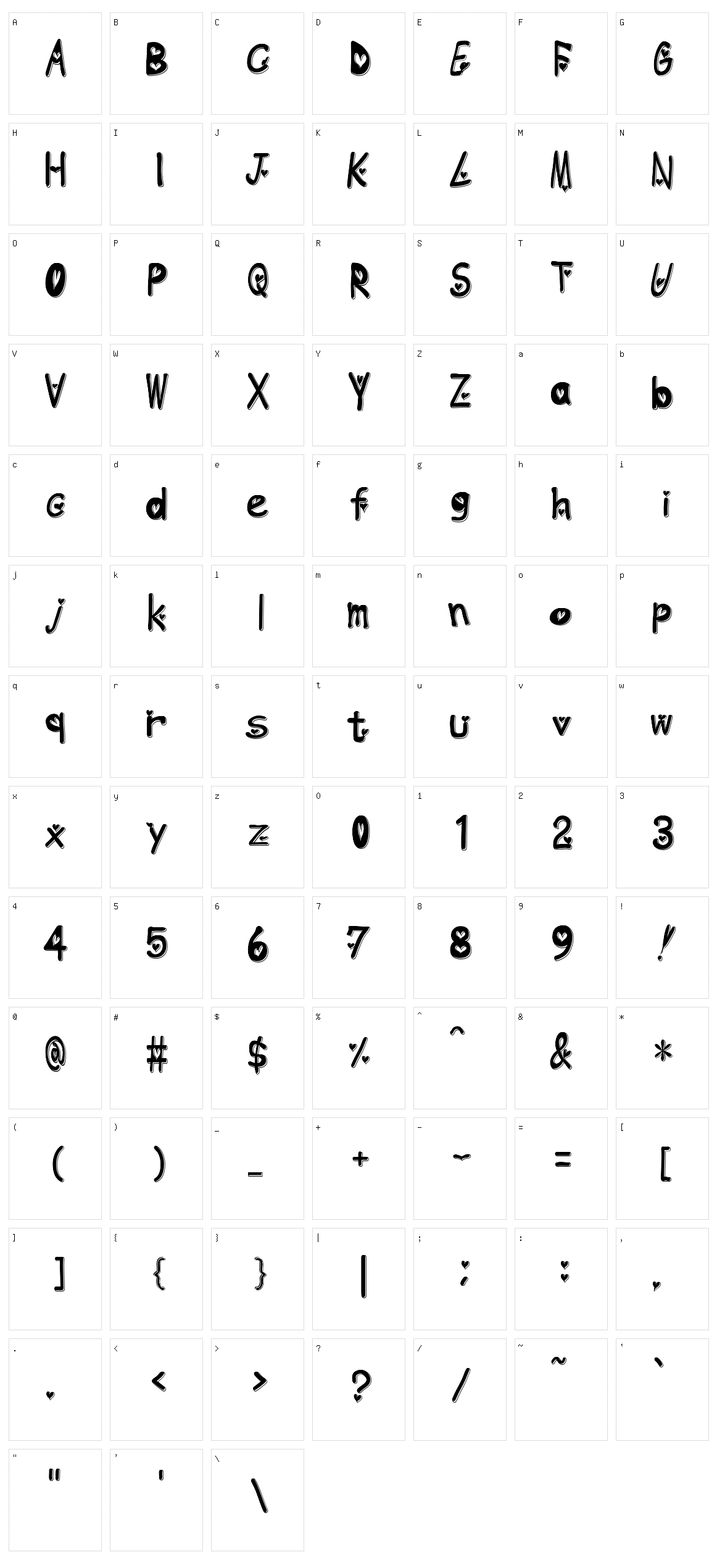 Heart Emboss Character Set