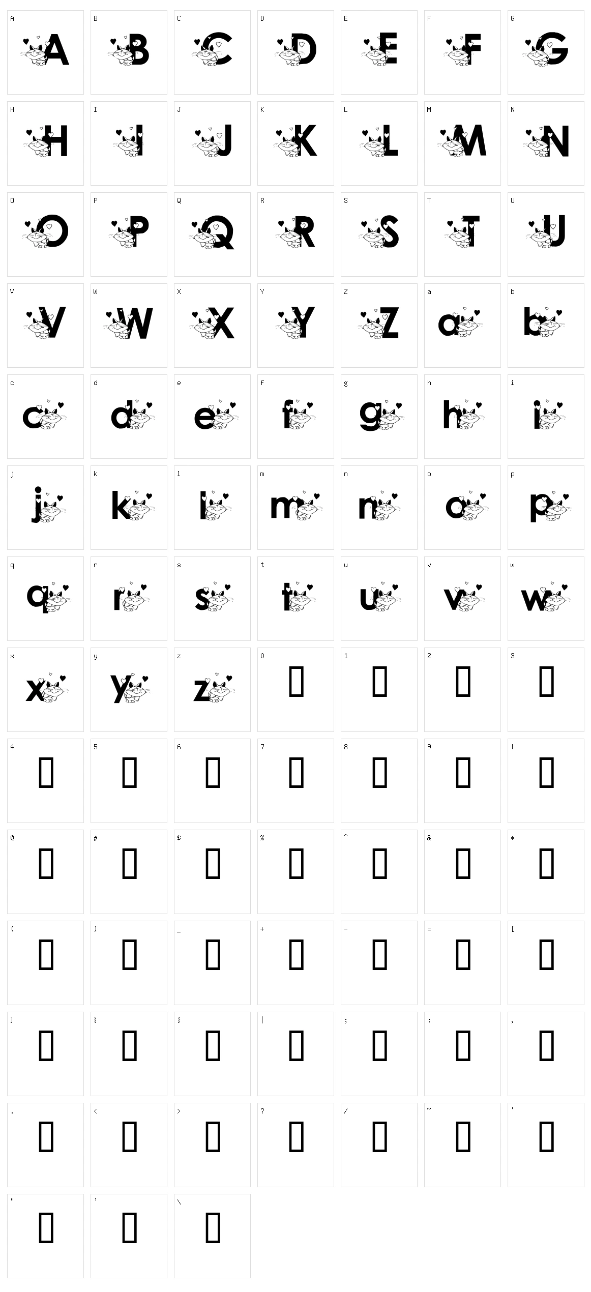Katzcatz KG Character Set