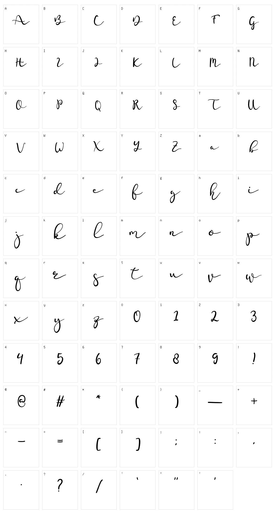 Aletcia Character Set
