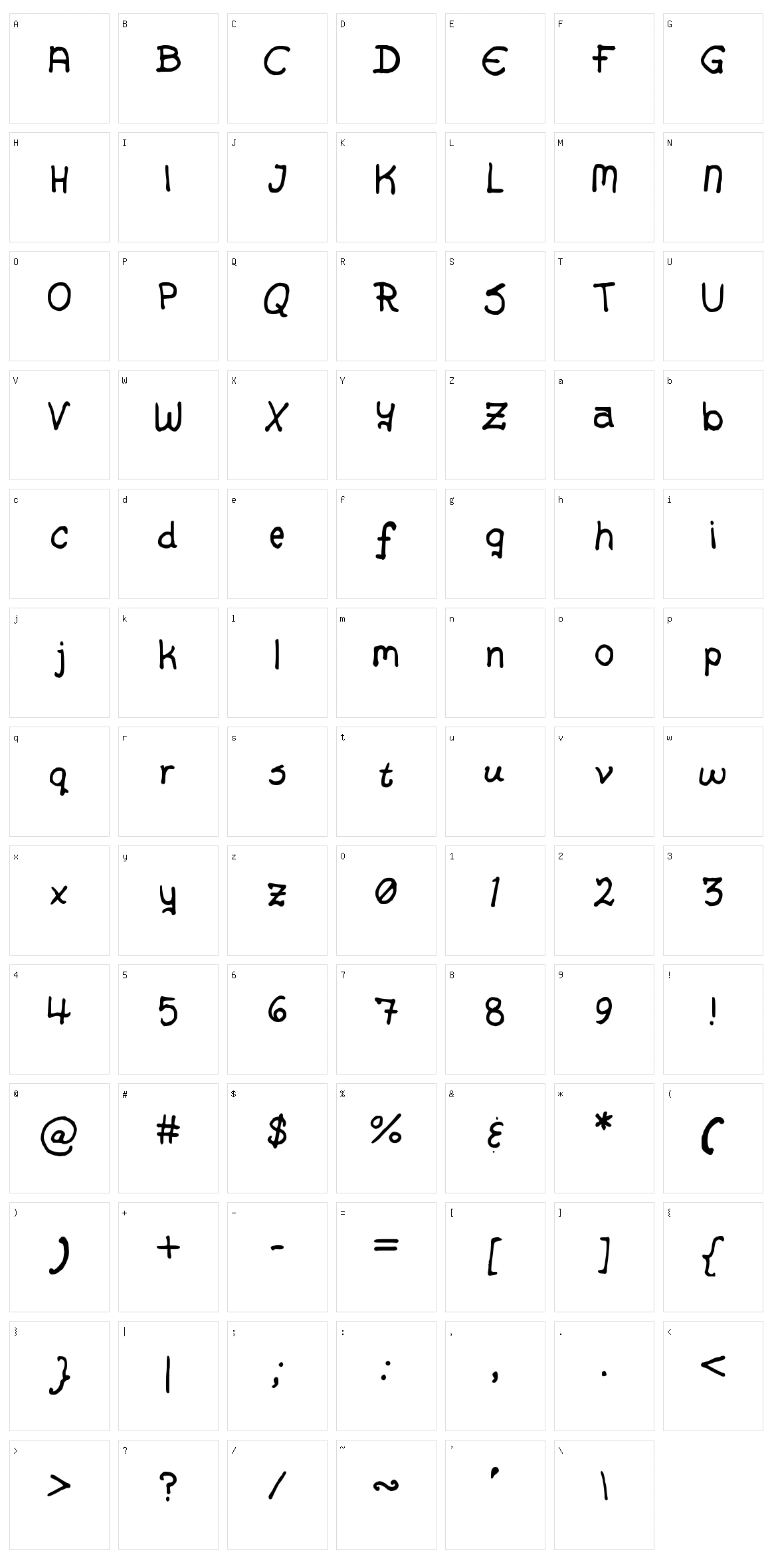 Alex Handwriting Character Set