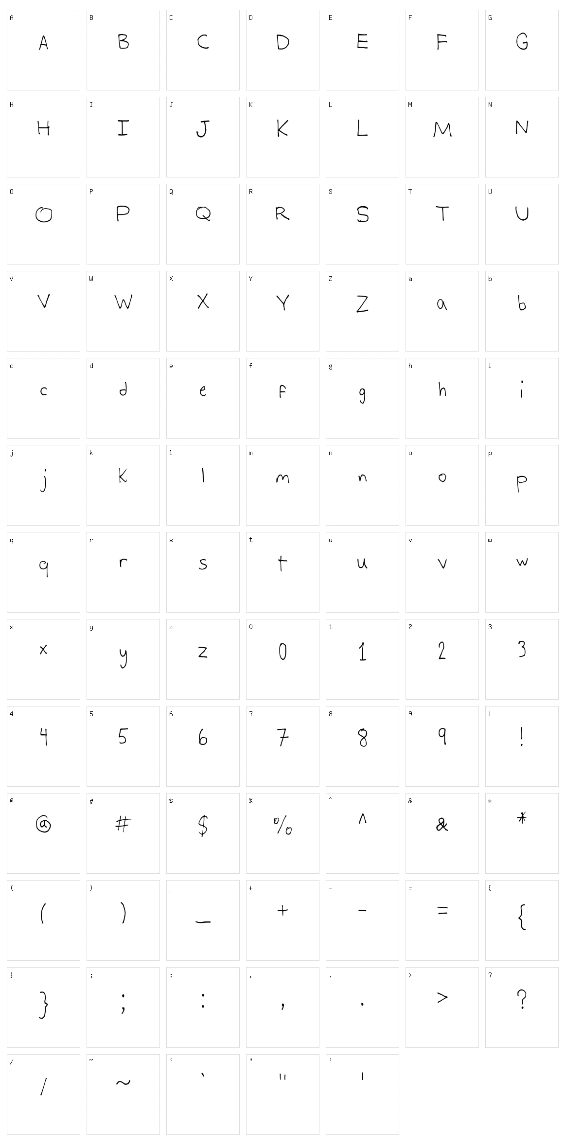 Alex's Writing Character Set