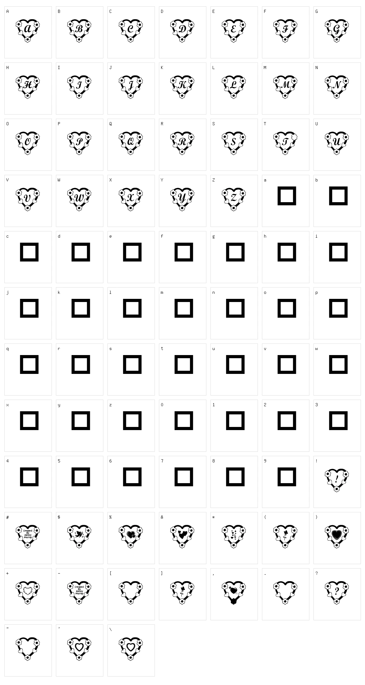 RMFlwrHt Character Set