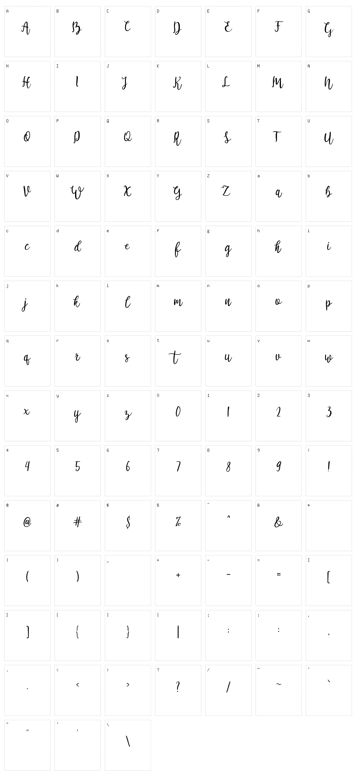 Aleysia Character Set