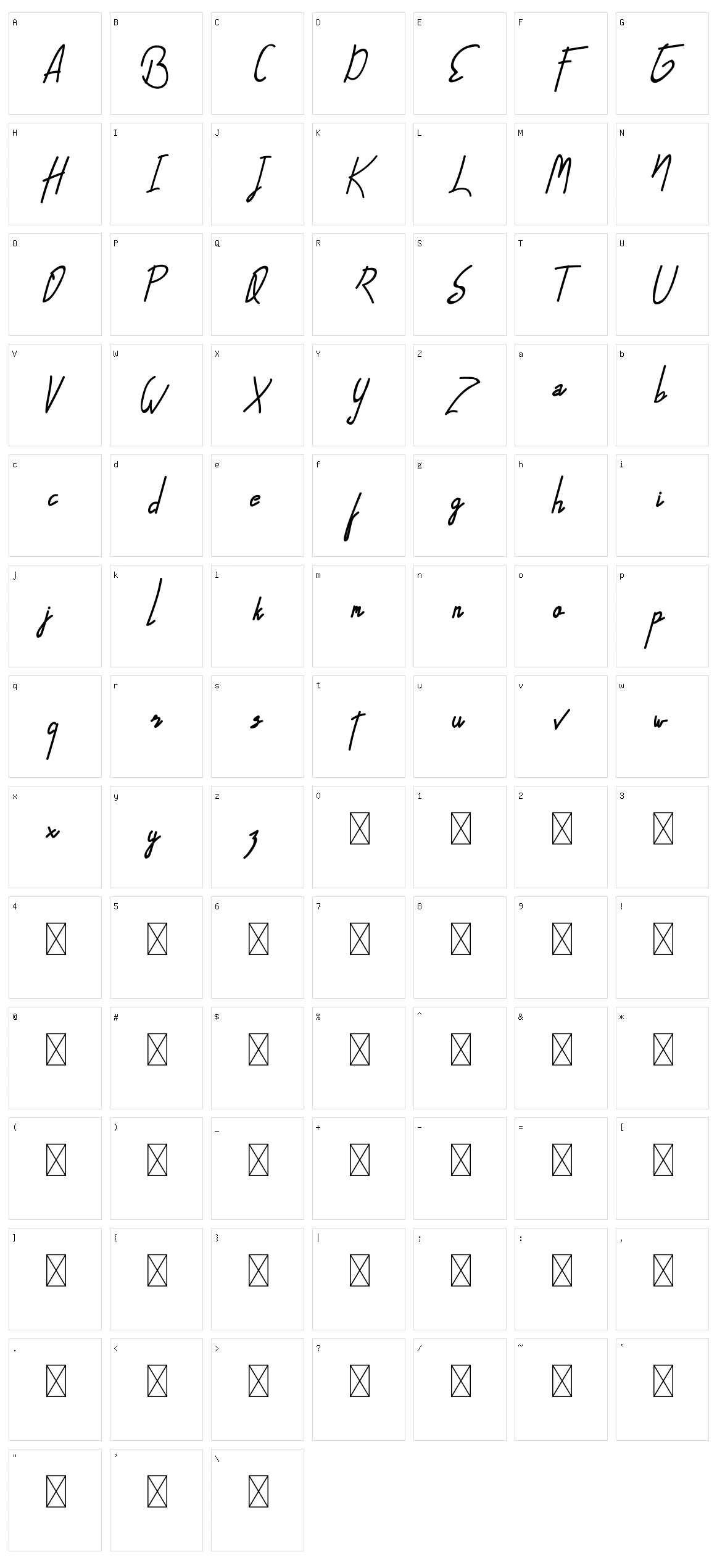 Alfrida Signature Character Set