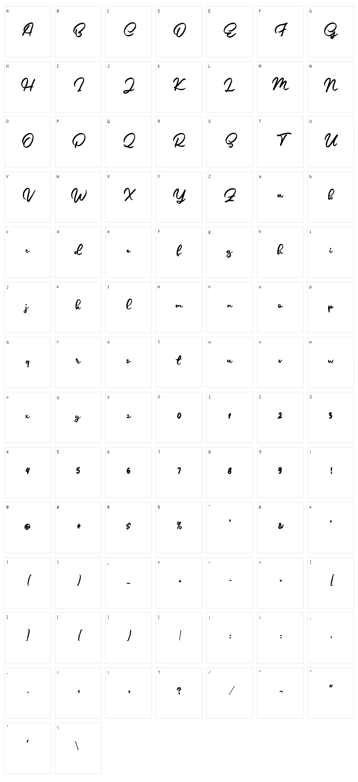 Alica Script Character Set