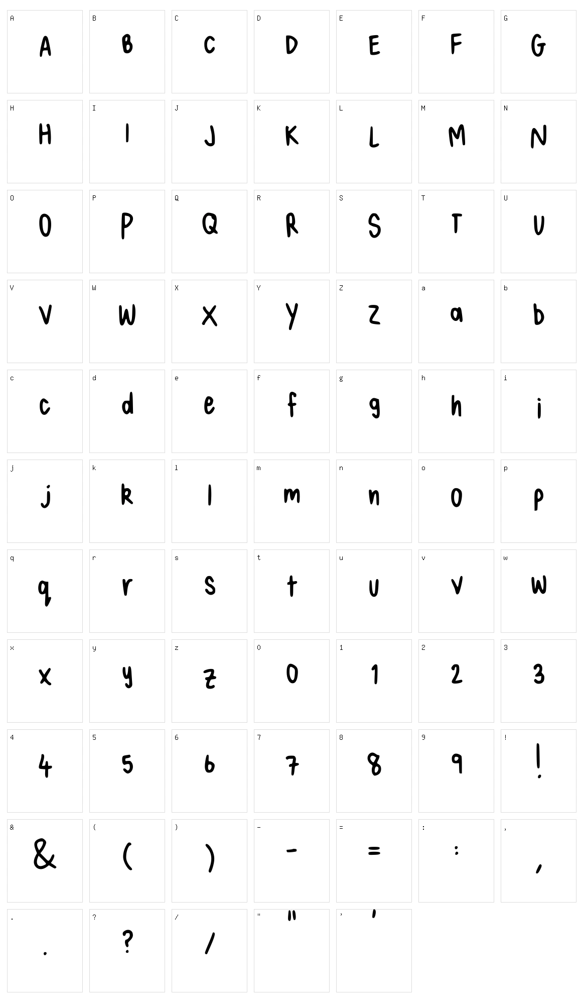 Alices Handwriting Character Set