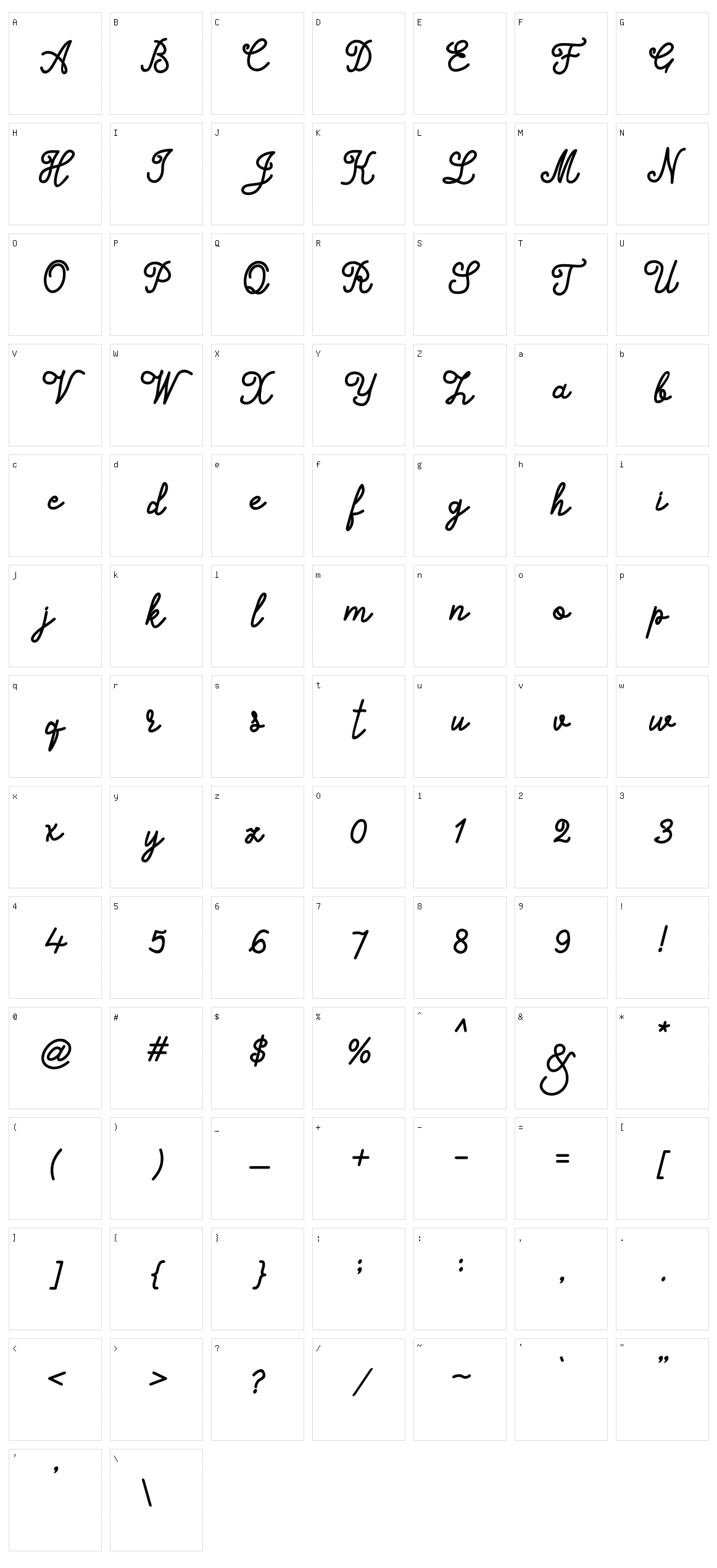 Alifia Character Set