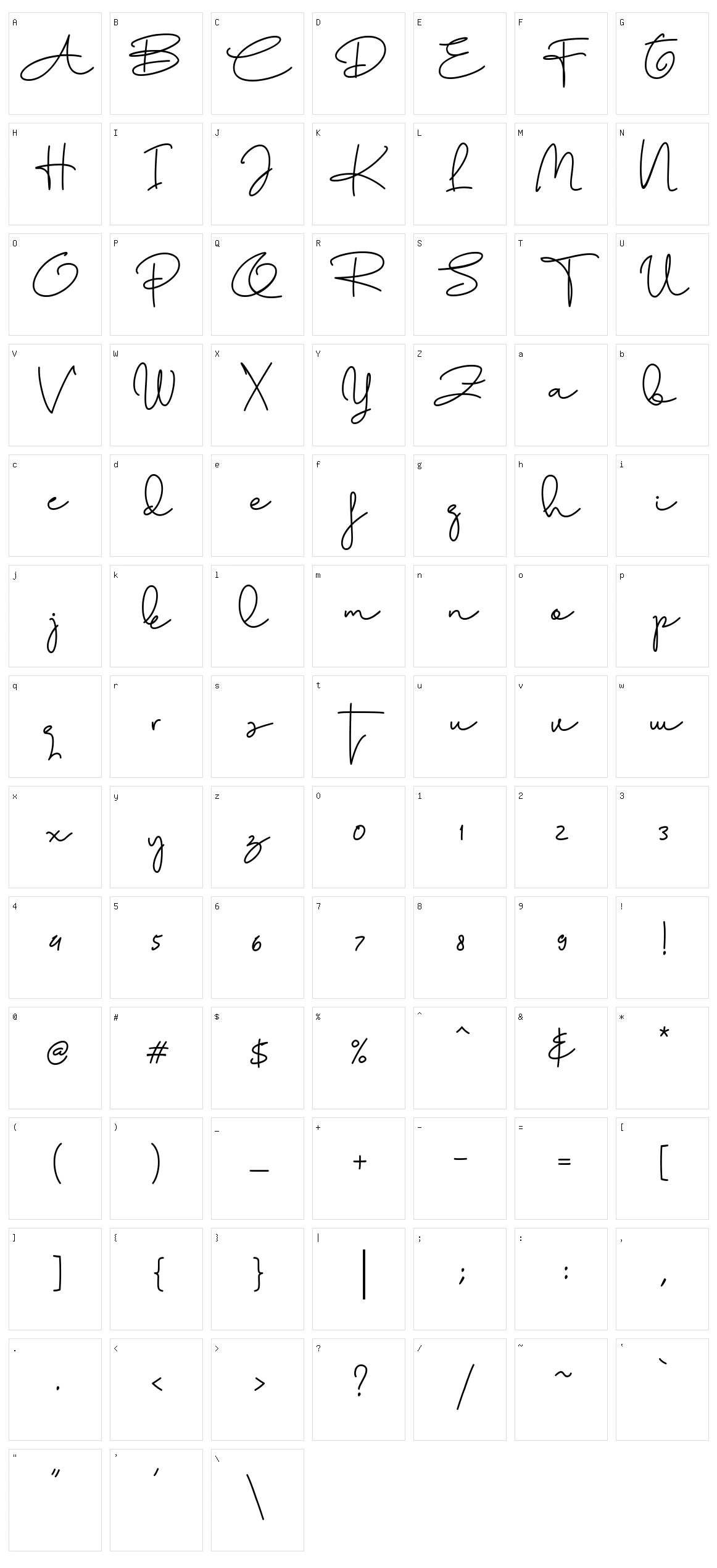Aline Signature Character Set