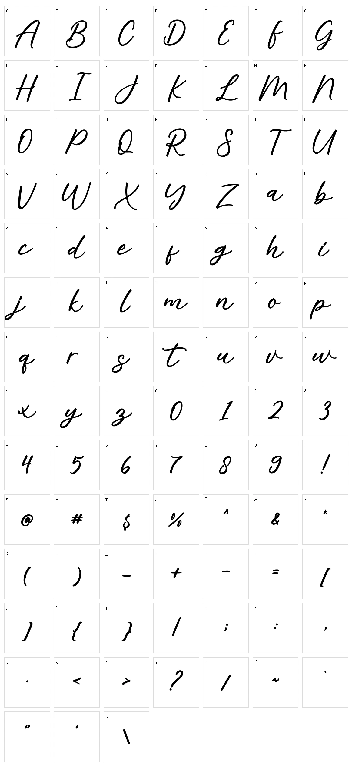 Alisha Character Set