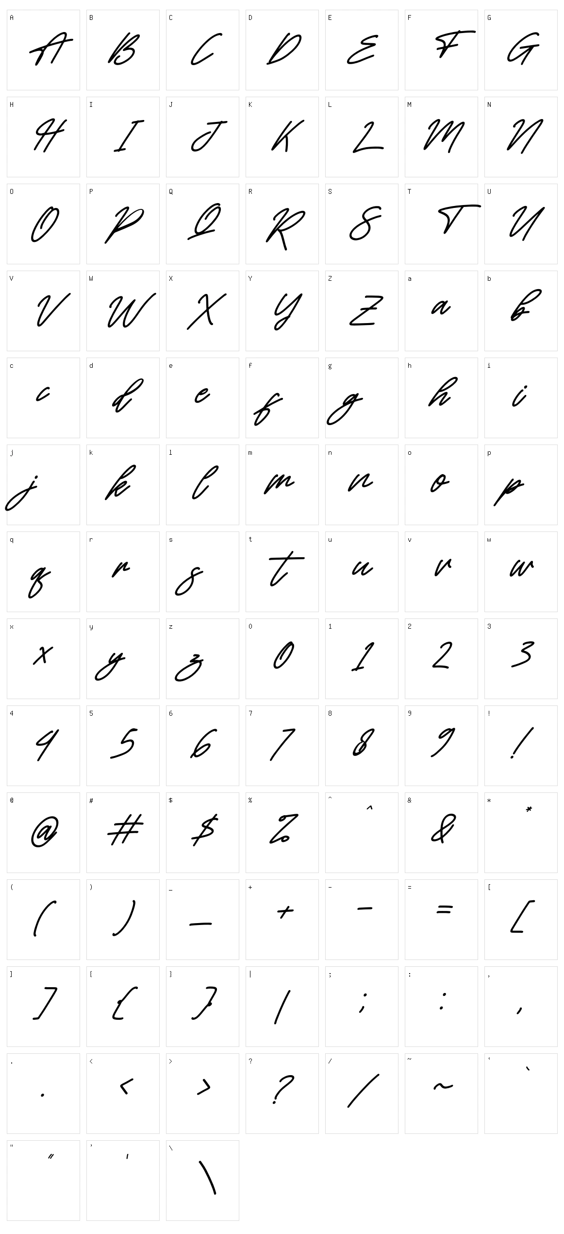 Alishanty Character Set