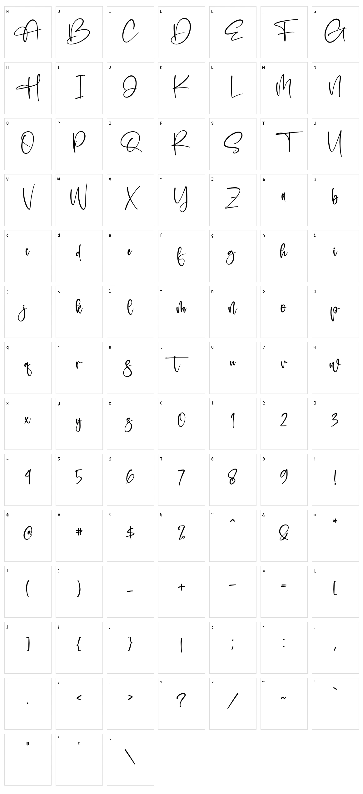 Alisteria Character Set