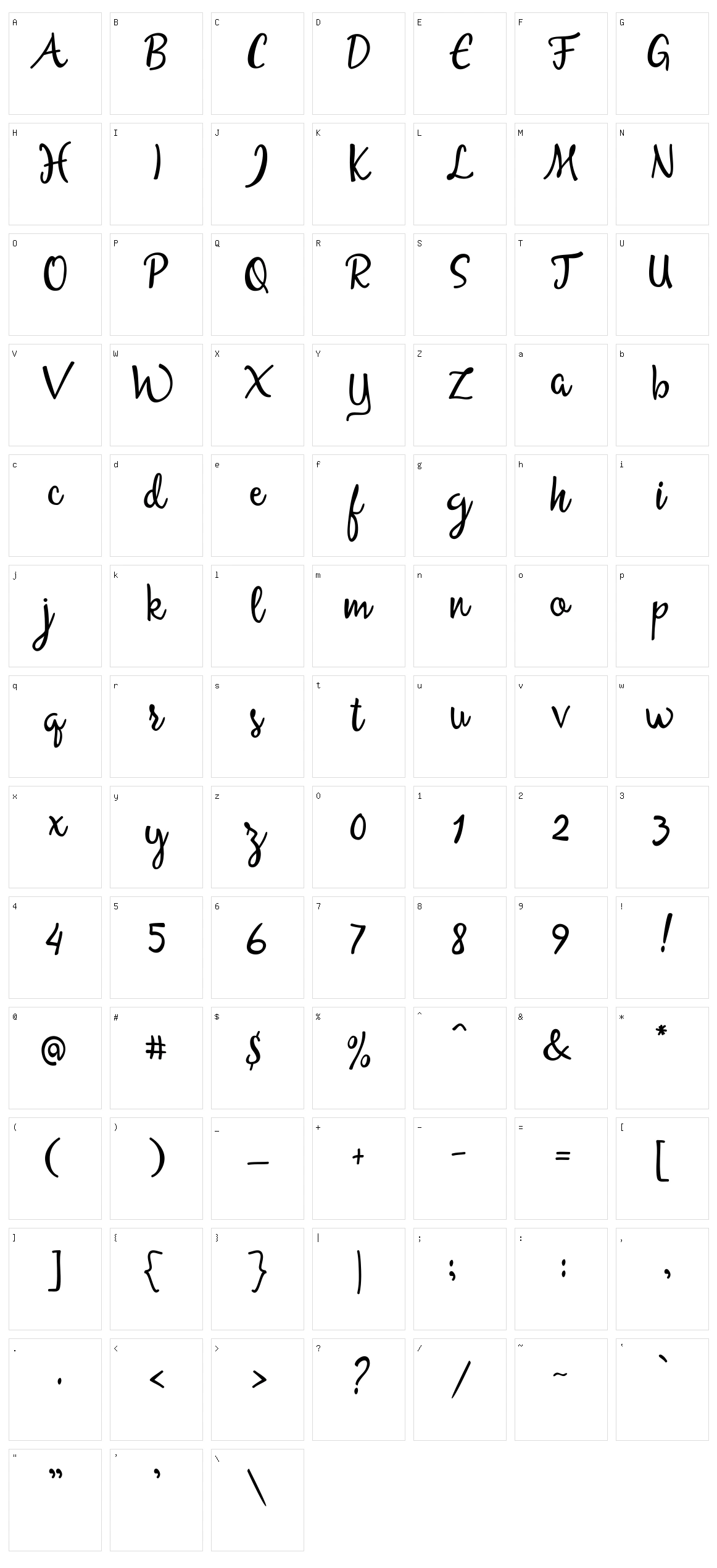 Allessa Script Character Set