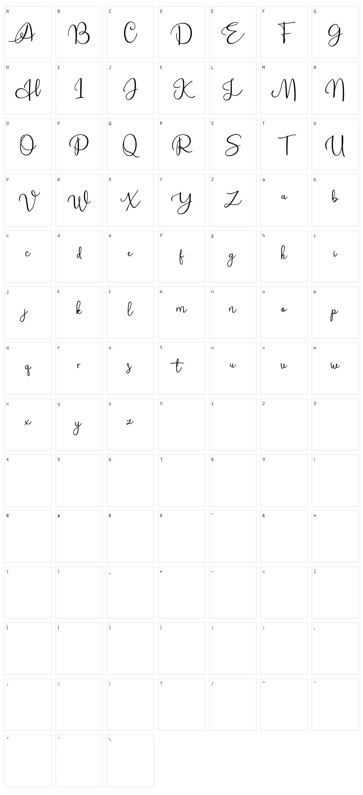 Alleysha Character Set