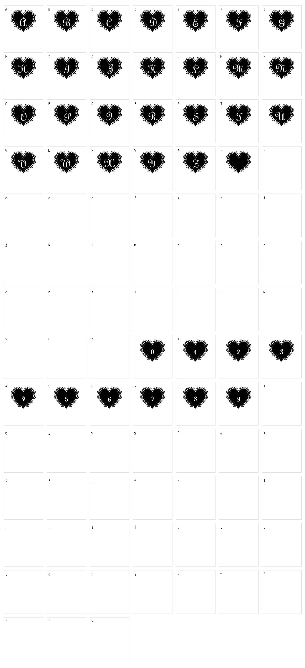 Summer's LaceHearts Character Set