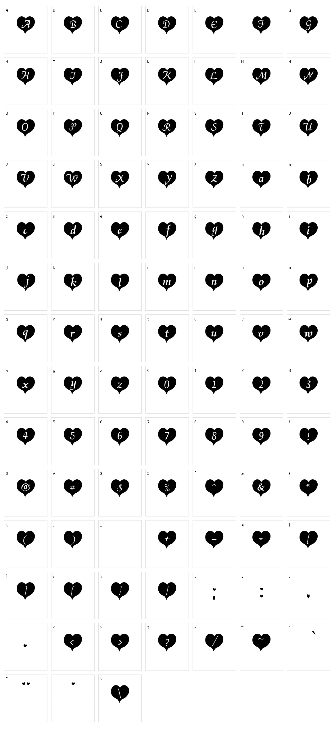 Heart Becker Character Set