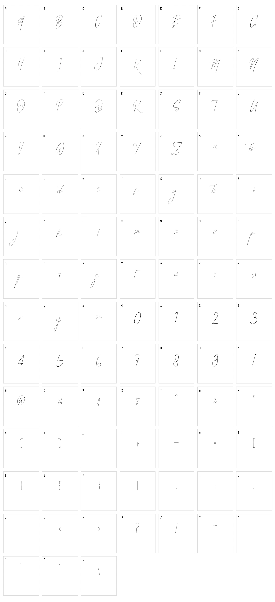 Almond Signature Character Set