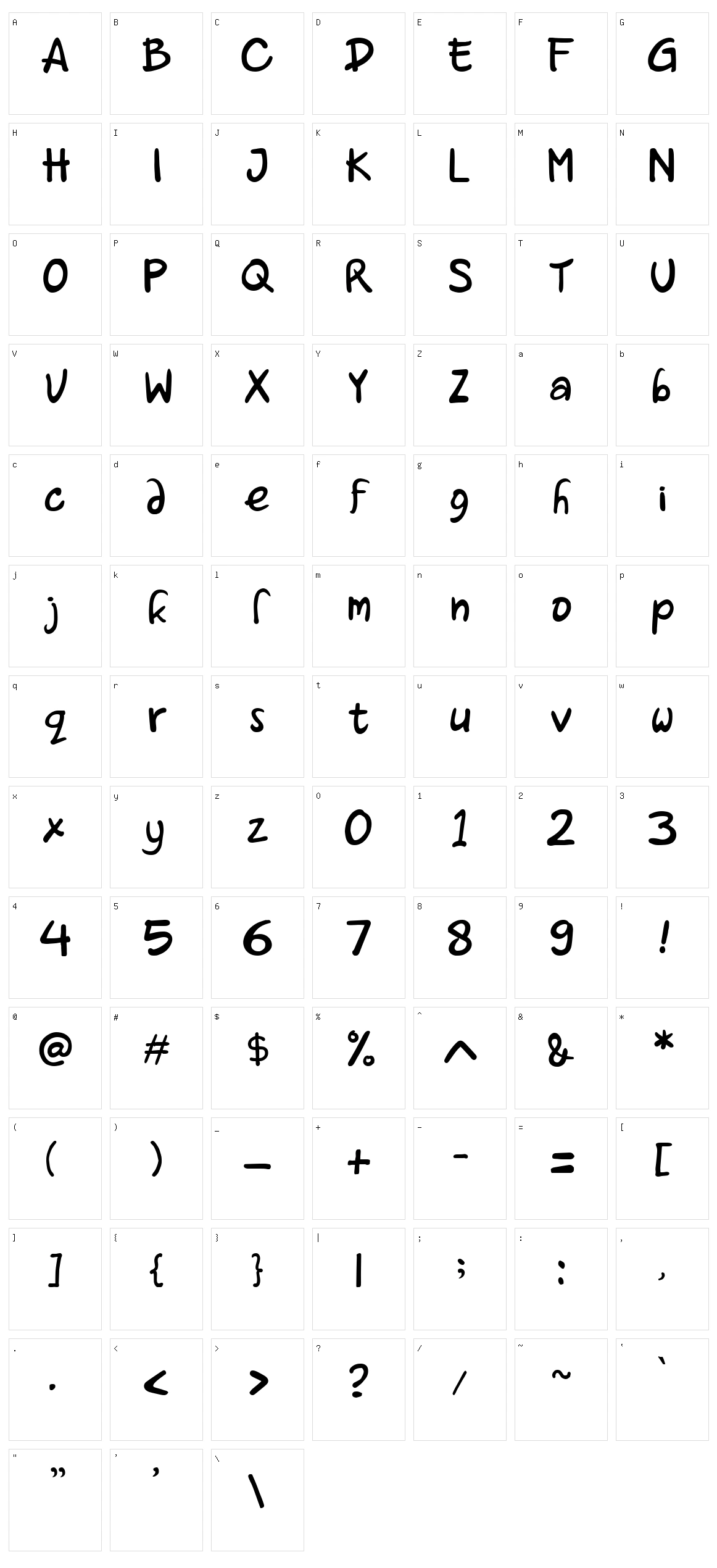 Alohay Character Set