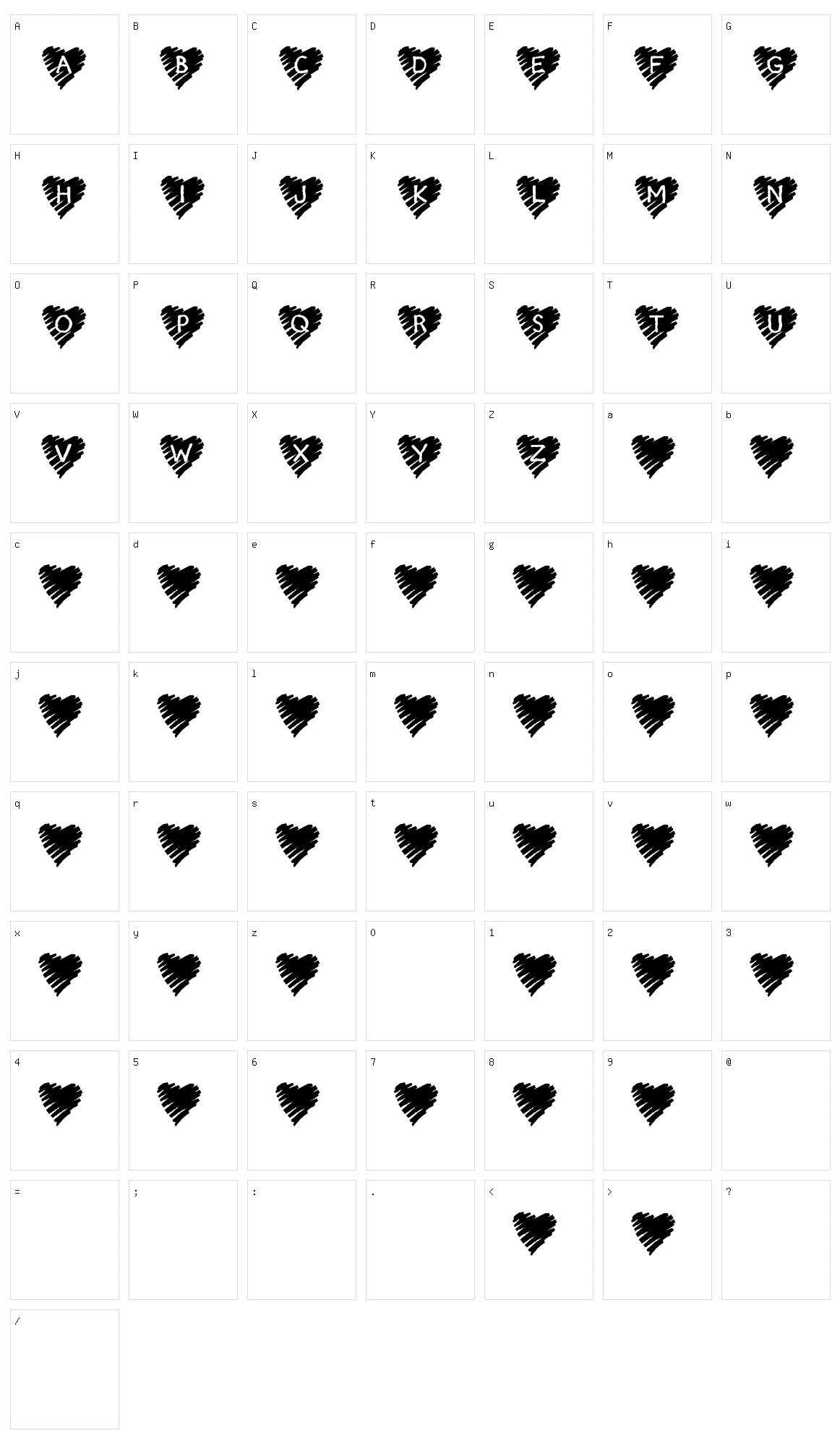 KR Scribble Heart Character Set