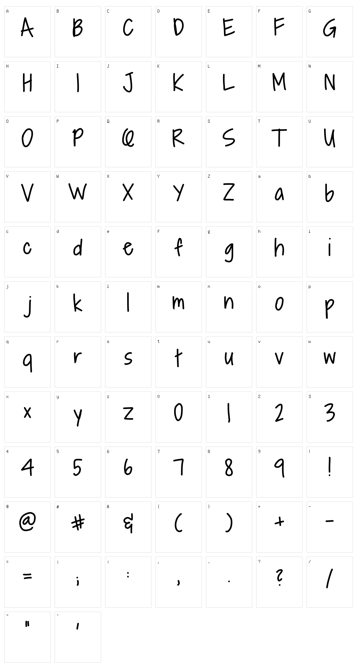 Alpine Script Character Set