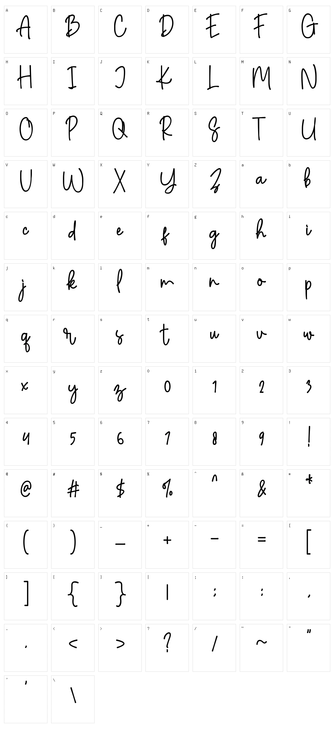 Amalisthica Anastasya Character Set