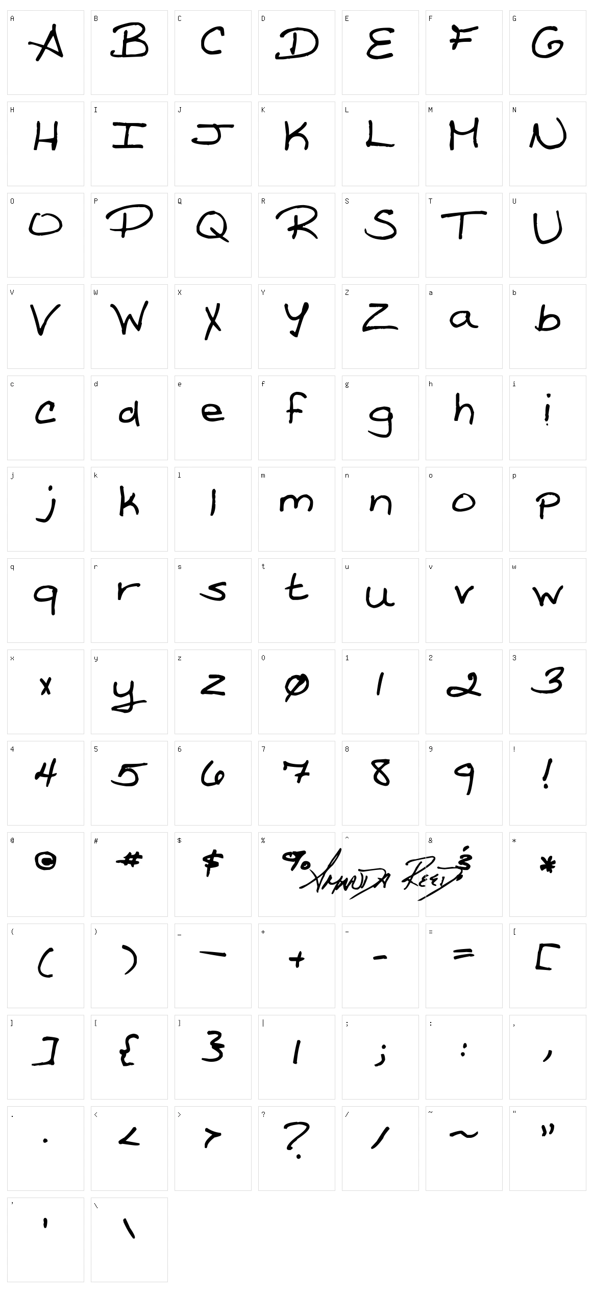 Amanda Reed's Font Character Set