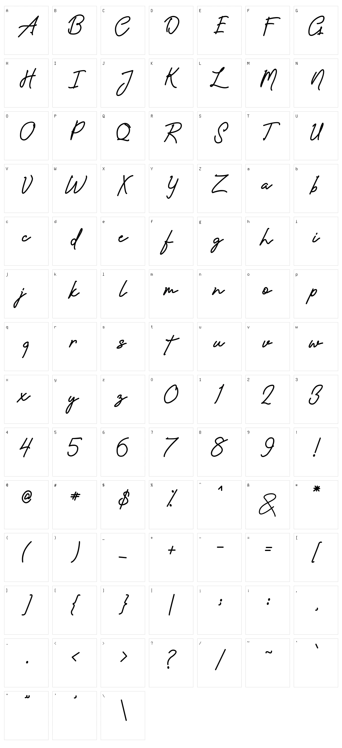 Amanda Signature Character Set