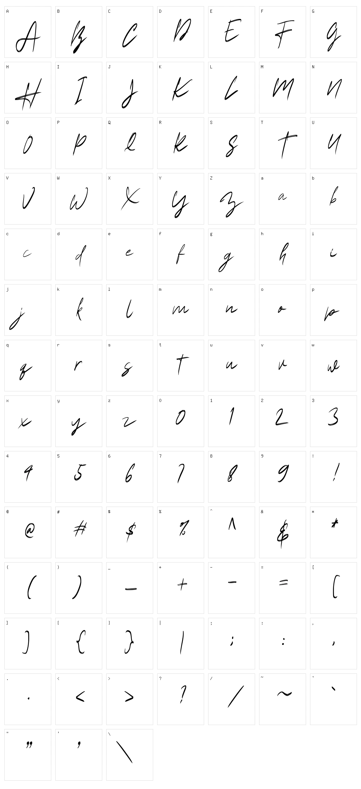 Amantory Character Set