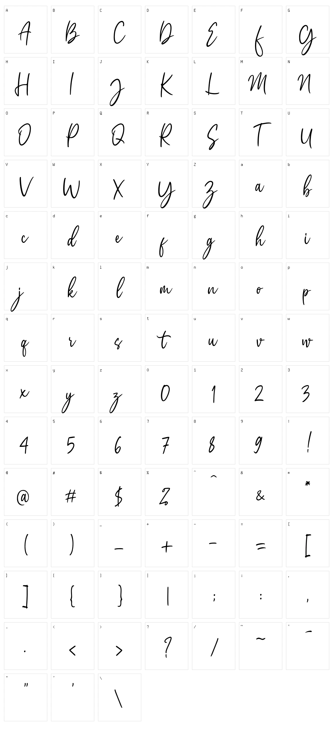 Amelia Sophia Character Set