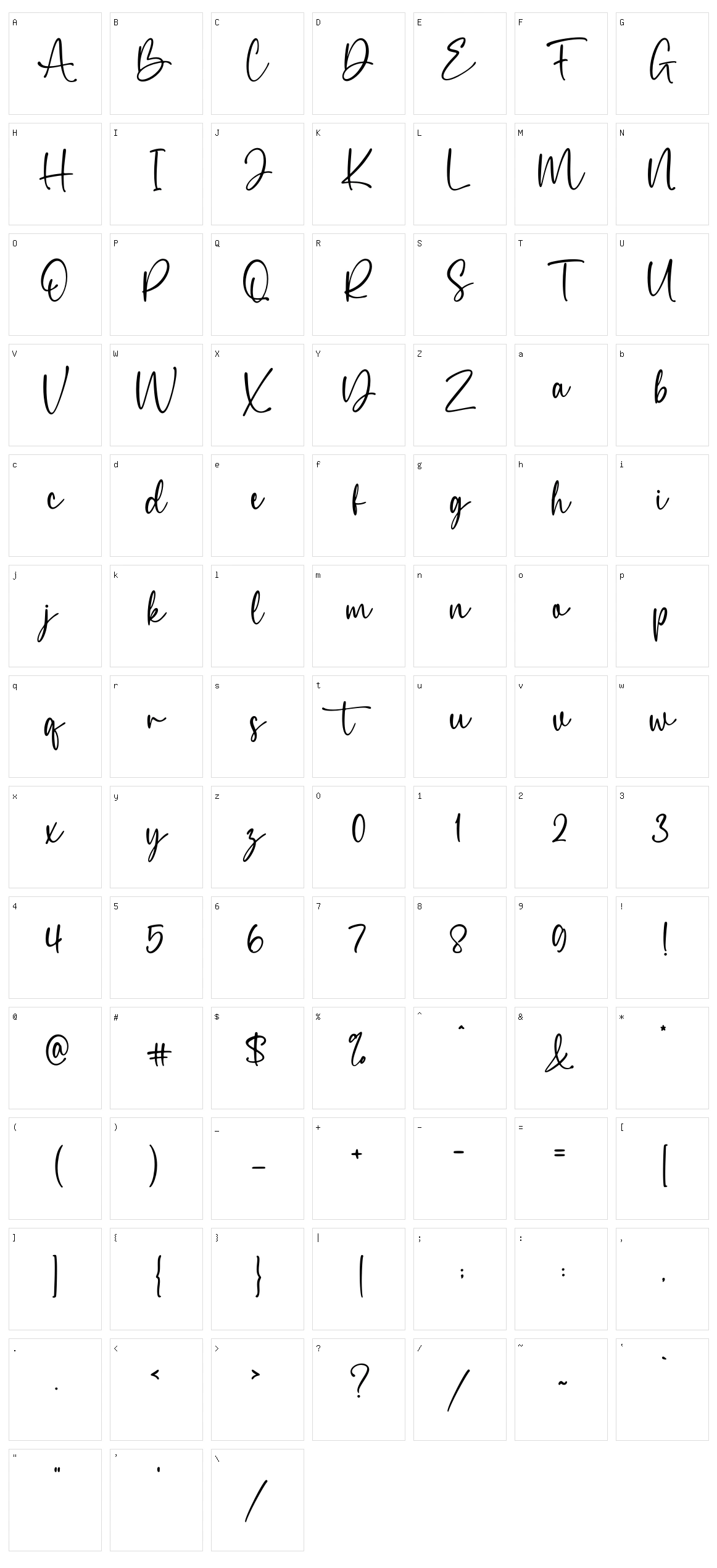 Amellia Character Set