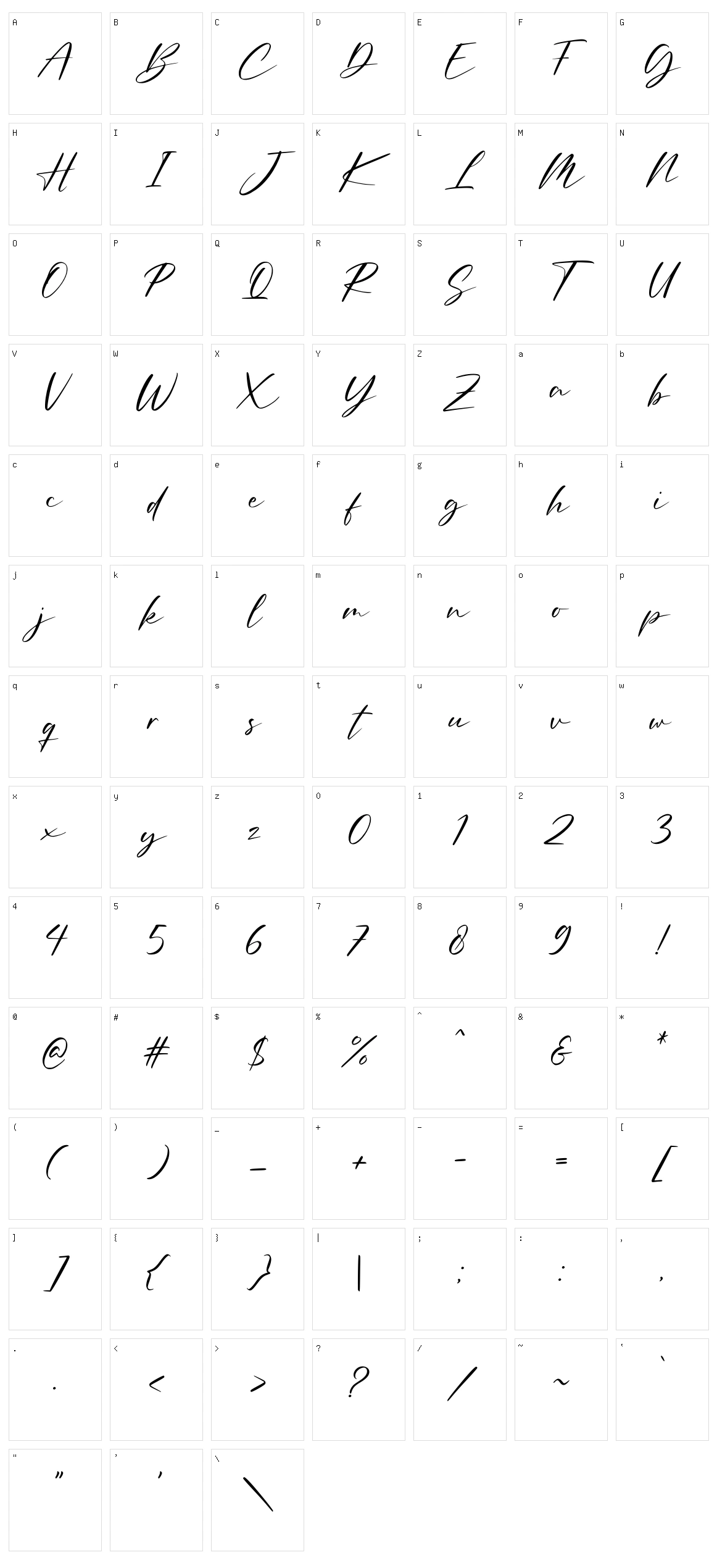 Amellian Gressida Character Set