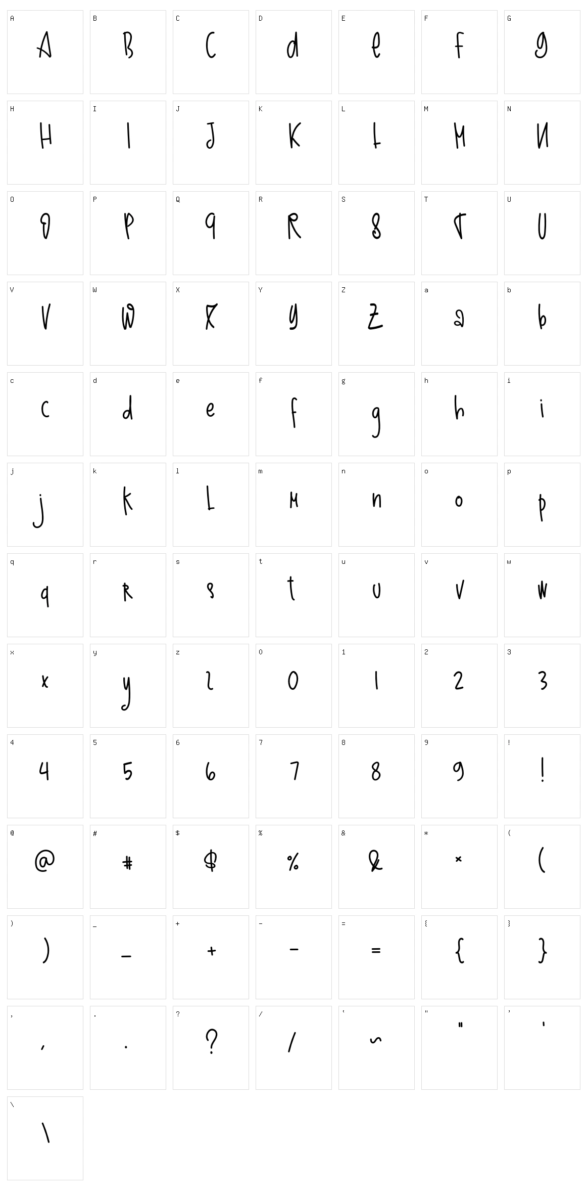 Americano Character Set