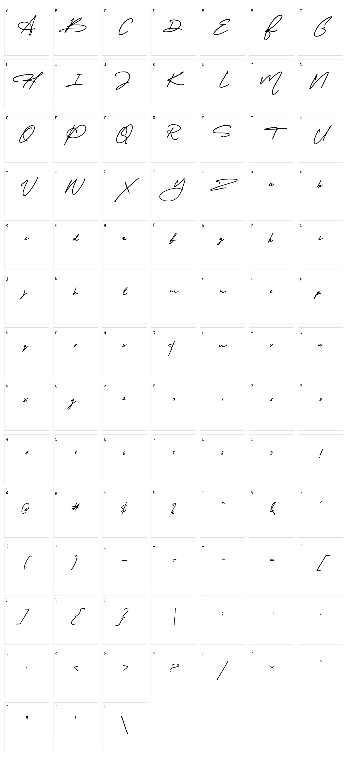 Amerika Signature Character Set