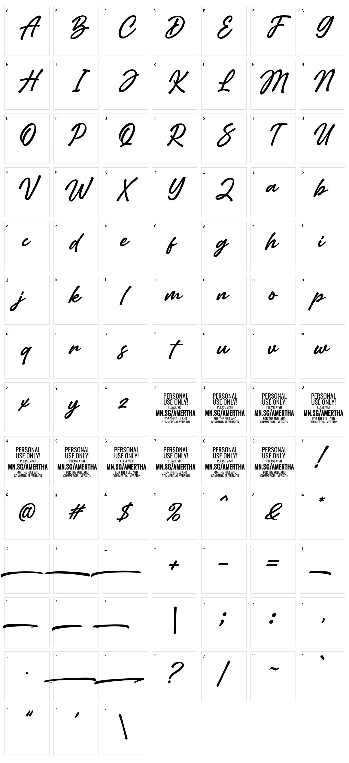 Amertha Character Set