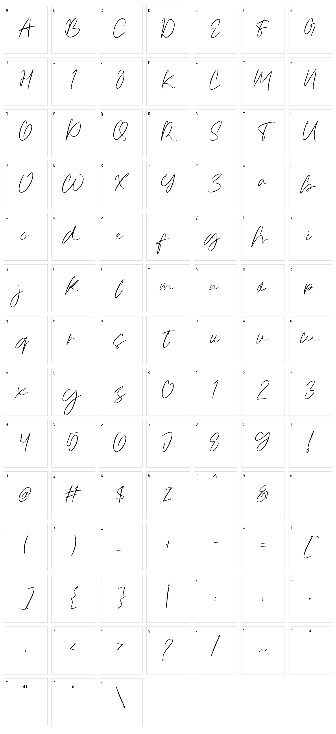 Ametta Signature Character Set