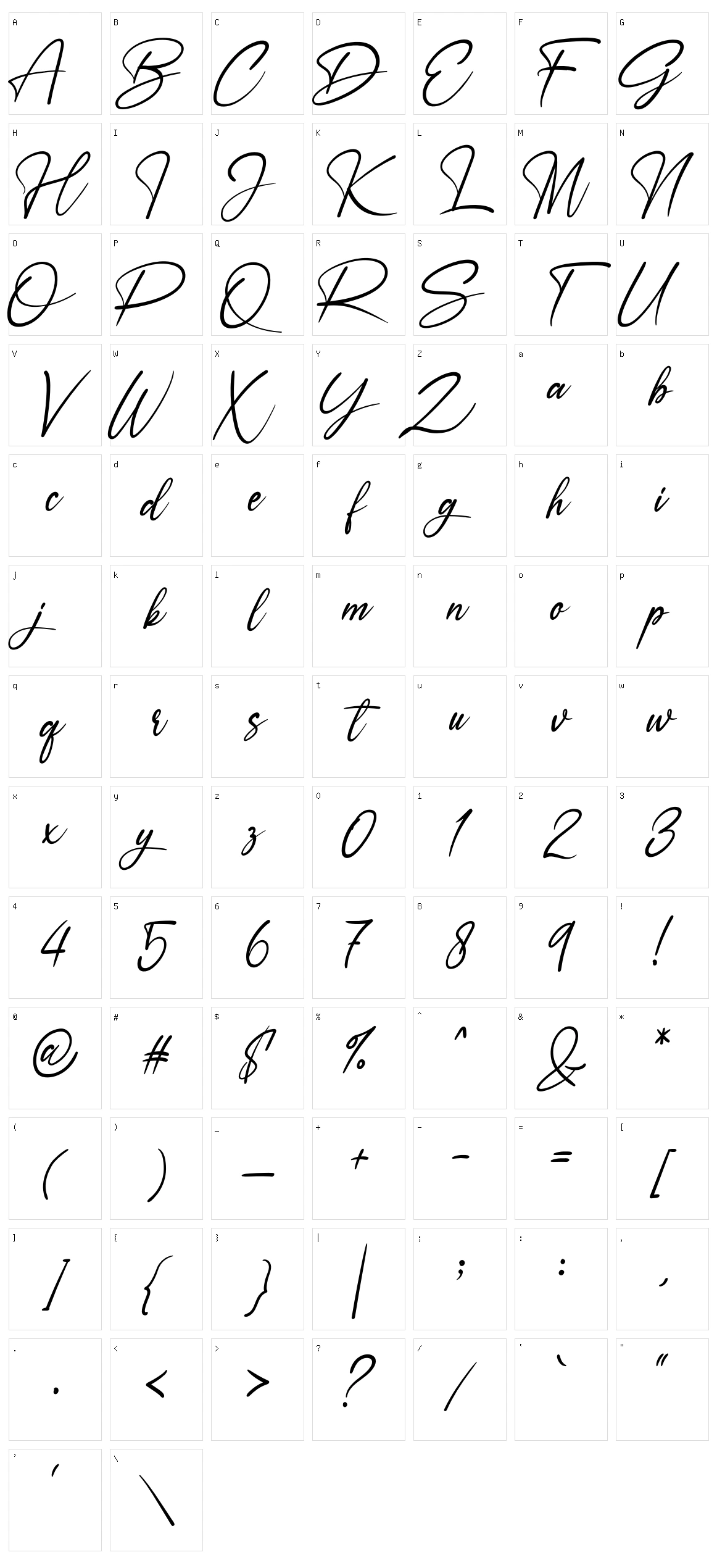 Ameyallinda Signature Character Set