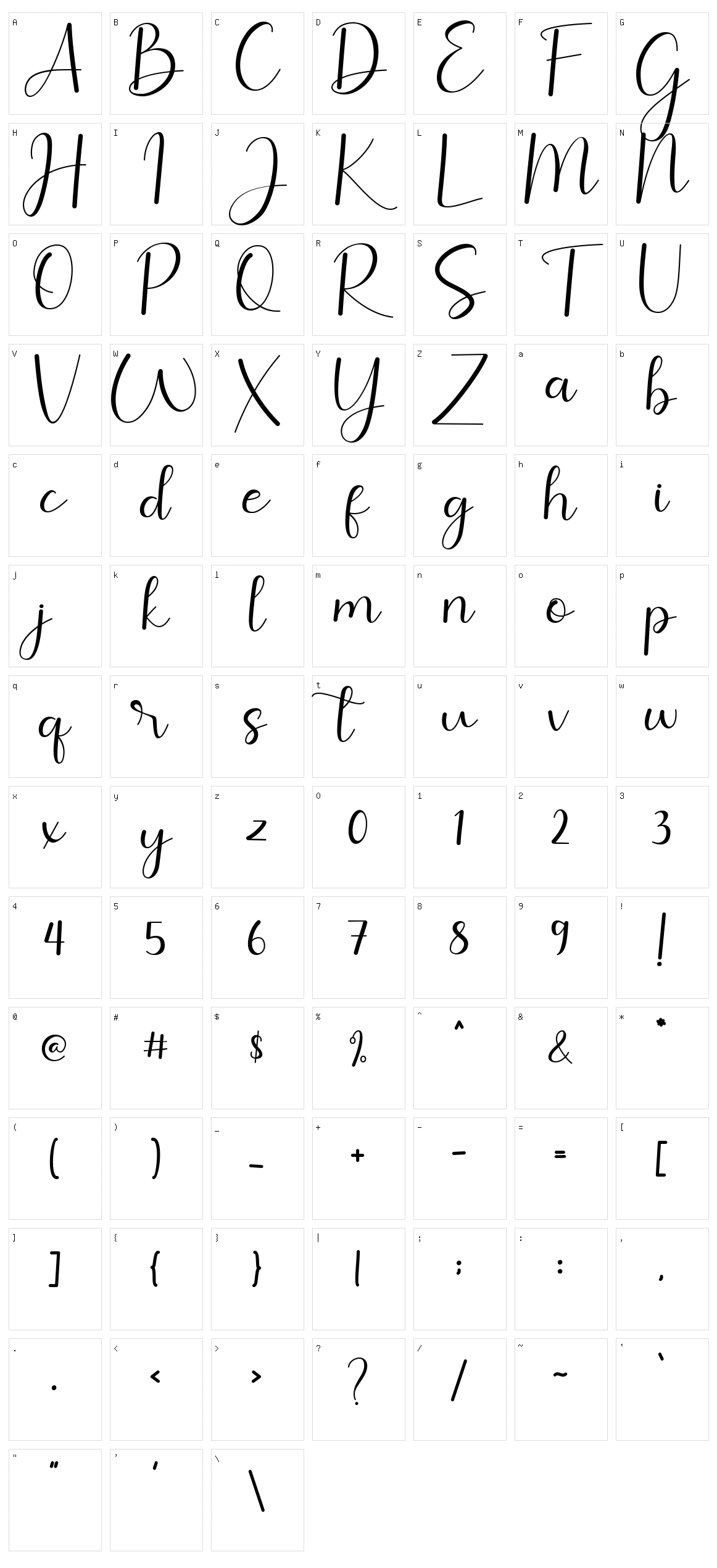 Amillina Character Set