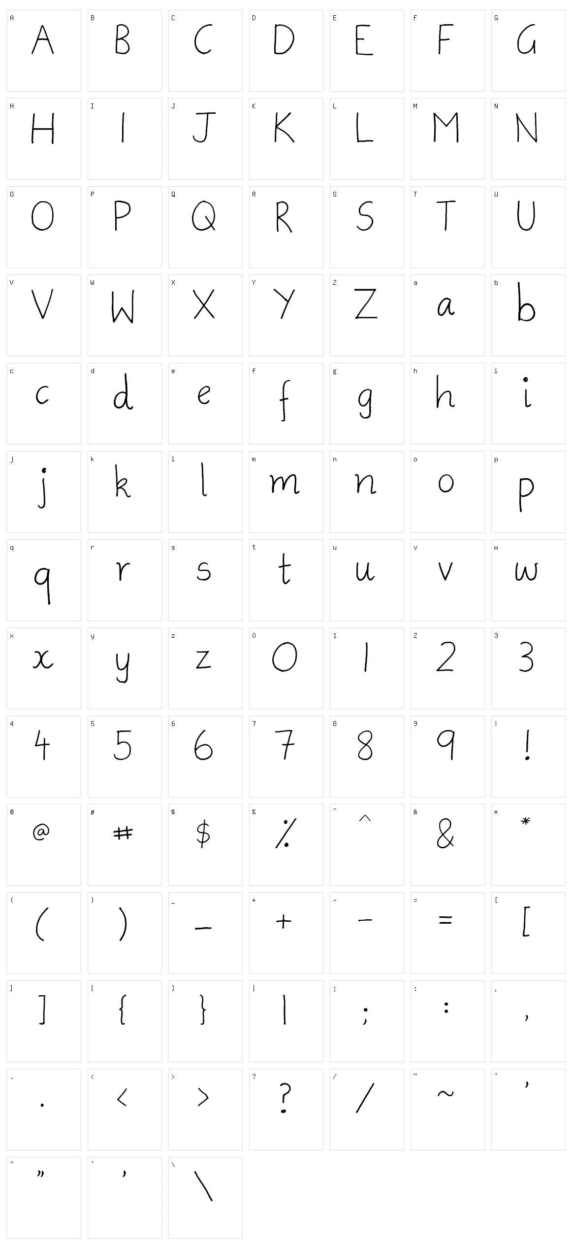 Ammys Handwriting Character Set