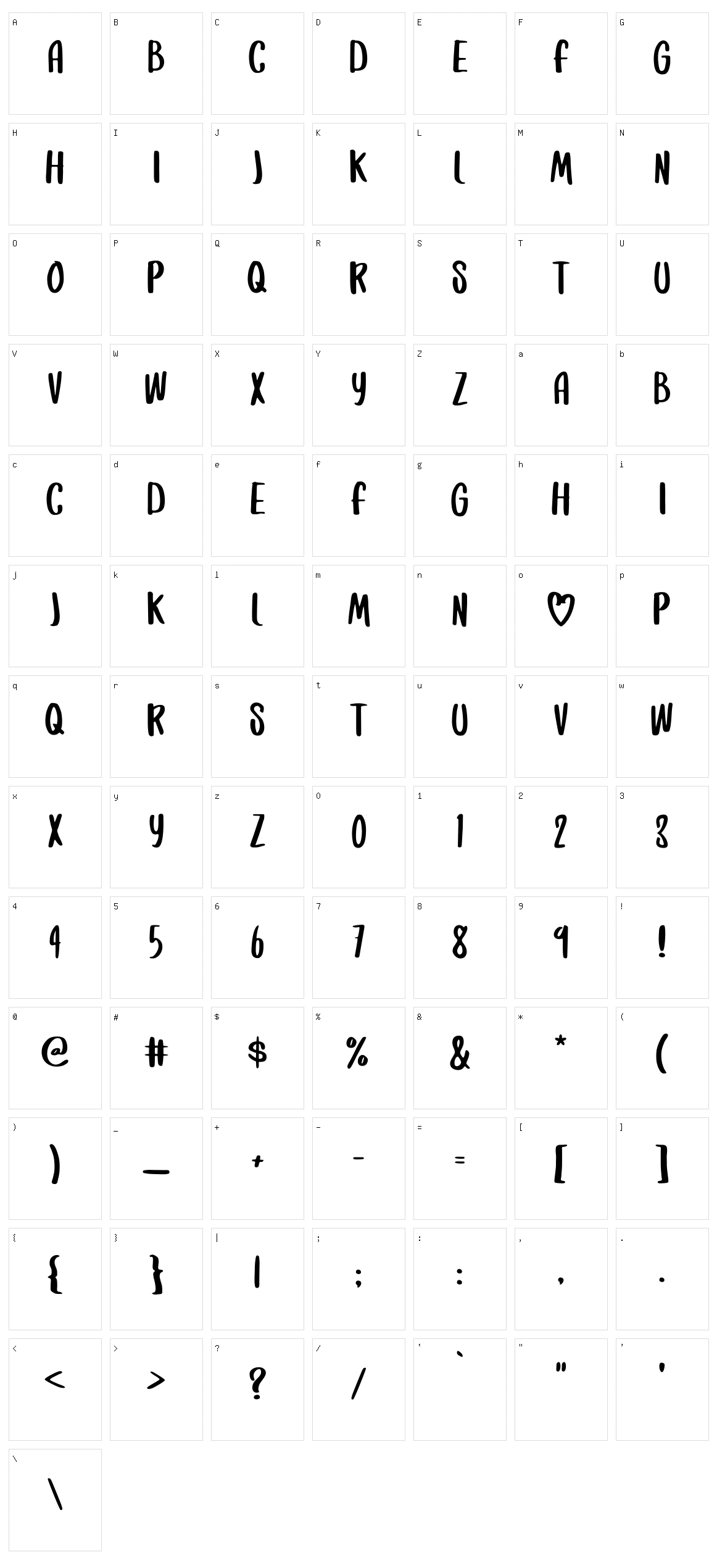 Amore Character Set