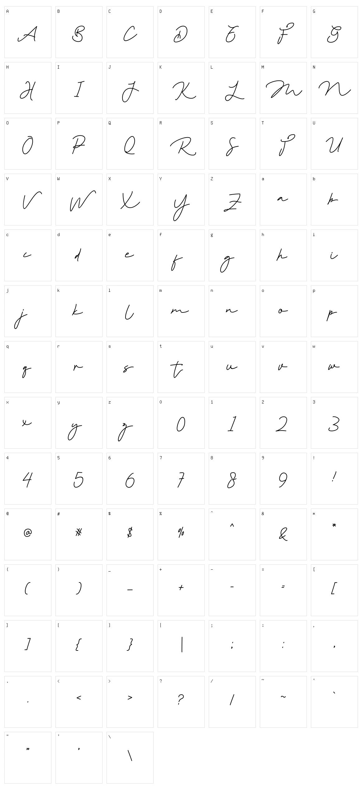 Amster Mondy Character Set